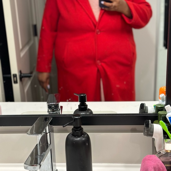 Red Wool/Nylon Coat - Picture 3 of 4